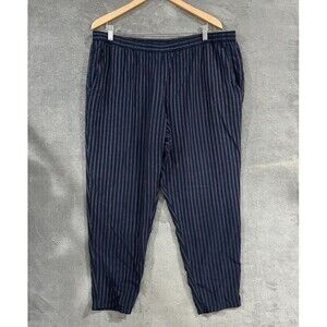 Eileen Fisher Pants Women Sz XL Blue Pinstripe Wide Leg Cropped Tencel Stretch